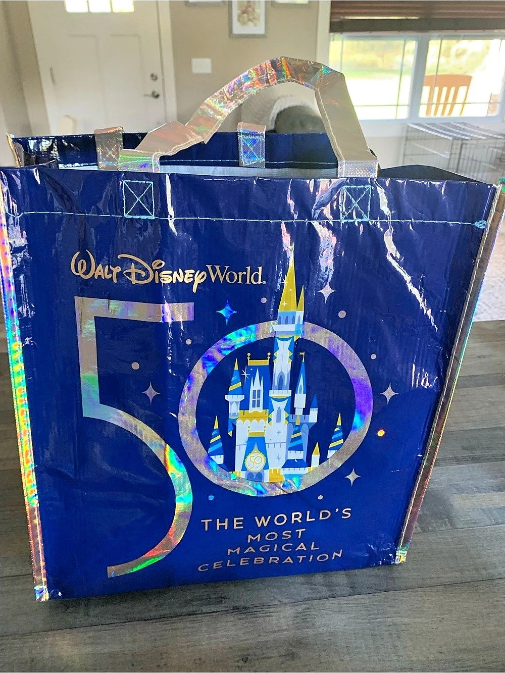 Disney Walt Disney World 50th Anniversary Reusable Shopping Bag Blue & Multicolr